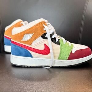 Jordan Kids Red, Green, Blue, and Gold Sneakers